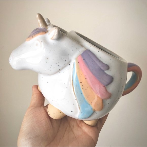 Urban Outfitters Unicorn Rainbow Speckled Tea Mug NWT - Picture 1 of 9